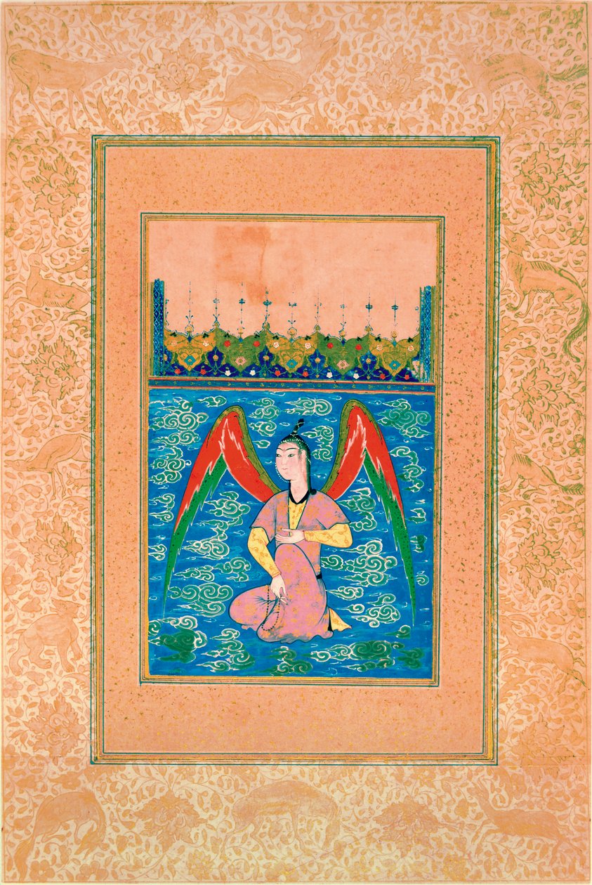 带念珠的空降peri，c.1500 作者 阿富汗学校