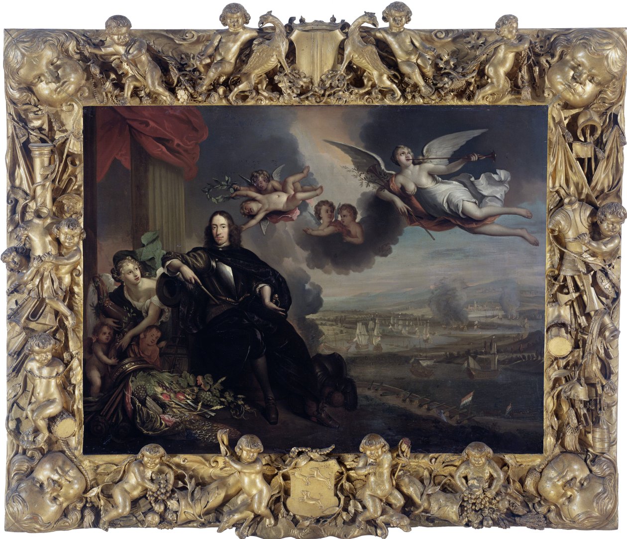 Cornelis de Witt的典范，在背景中突袭查塔姆 作者 在Jan de Baen之后