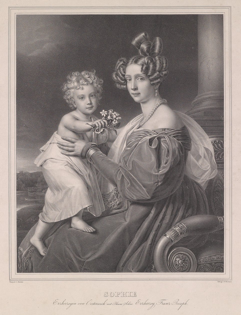 Archduchess Sophie和她的儿子Archduke Franz Joseph。 作者 约瑟夫·卡尔·斯蒂勒