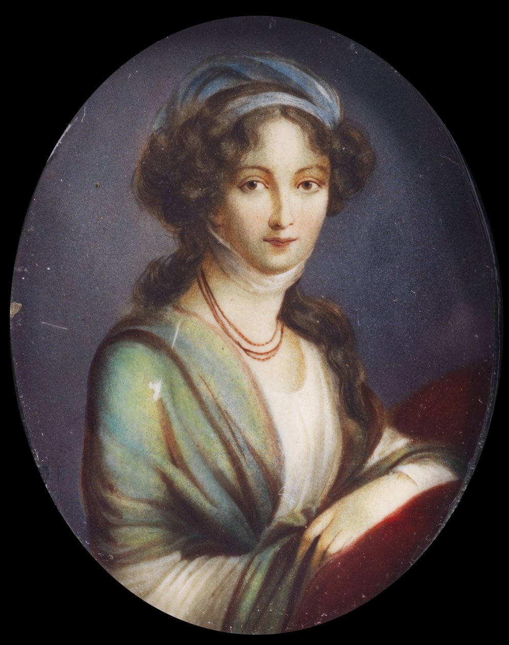 伊丽莎白-阿列克谢耶夫娜的微型画（Vigee-Le Brun 型），作者佚名（19 c. ，私人收藏）。 作者 在伊丽莎白·路易丝·维吉·勒布伦之后