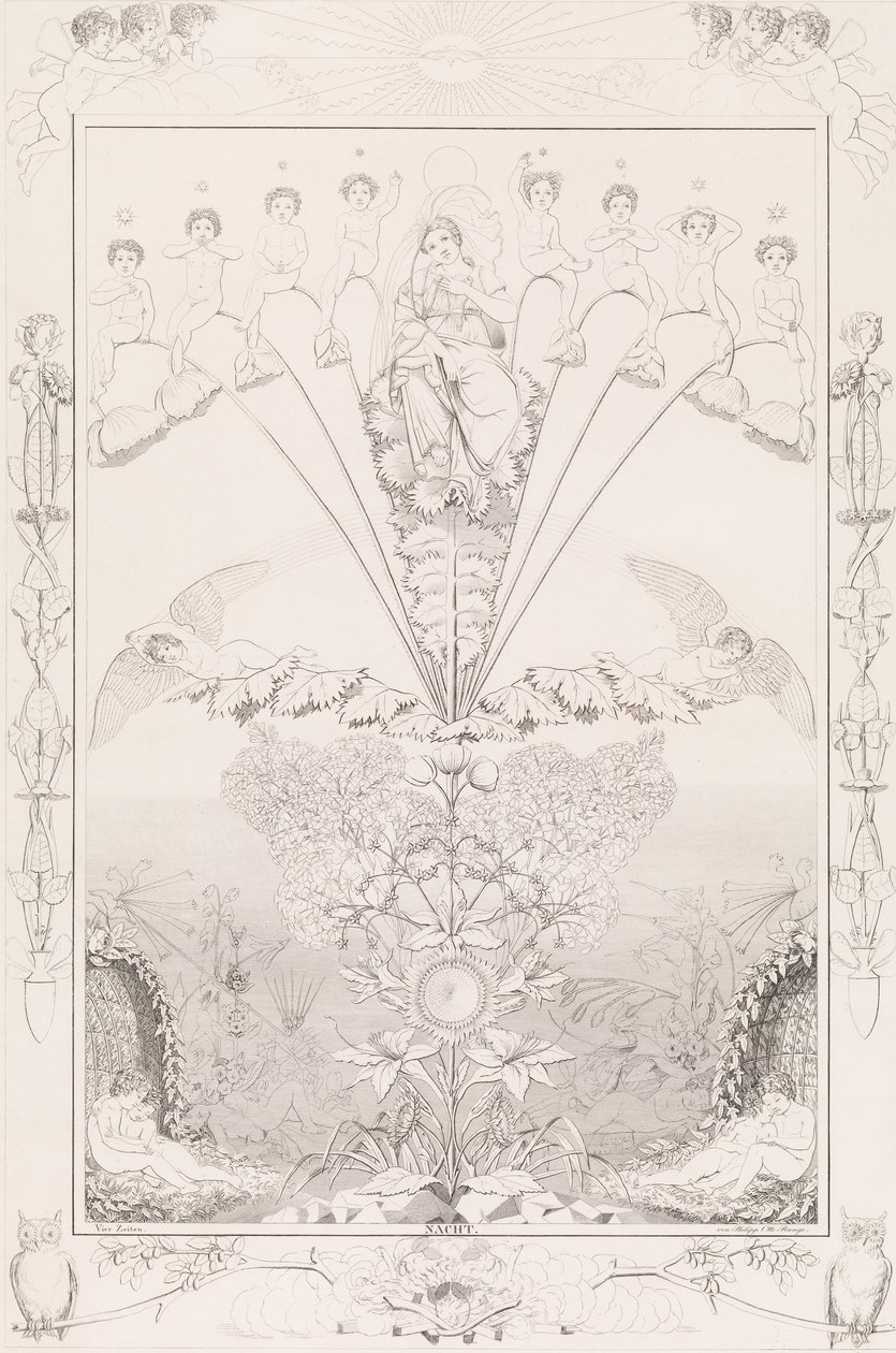 夜晚，来自《白天的时光》系列，1807年。 作者 菲利普·奥托·朗格 (Philipp Otto Runge) 之后