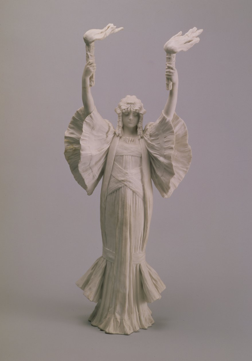 桌面中心的火炬舞者，Sevres，1900（饼干） 作者 阿加森·伦纳德（Agathon Leonard）