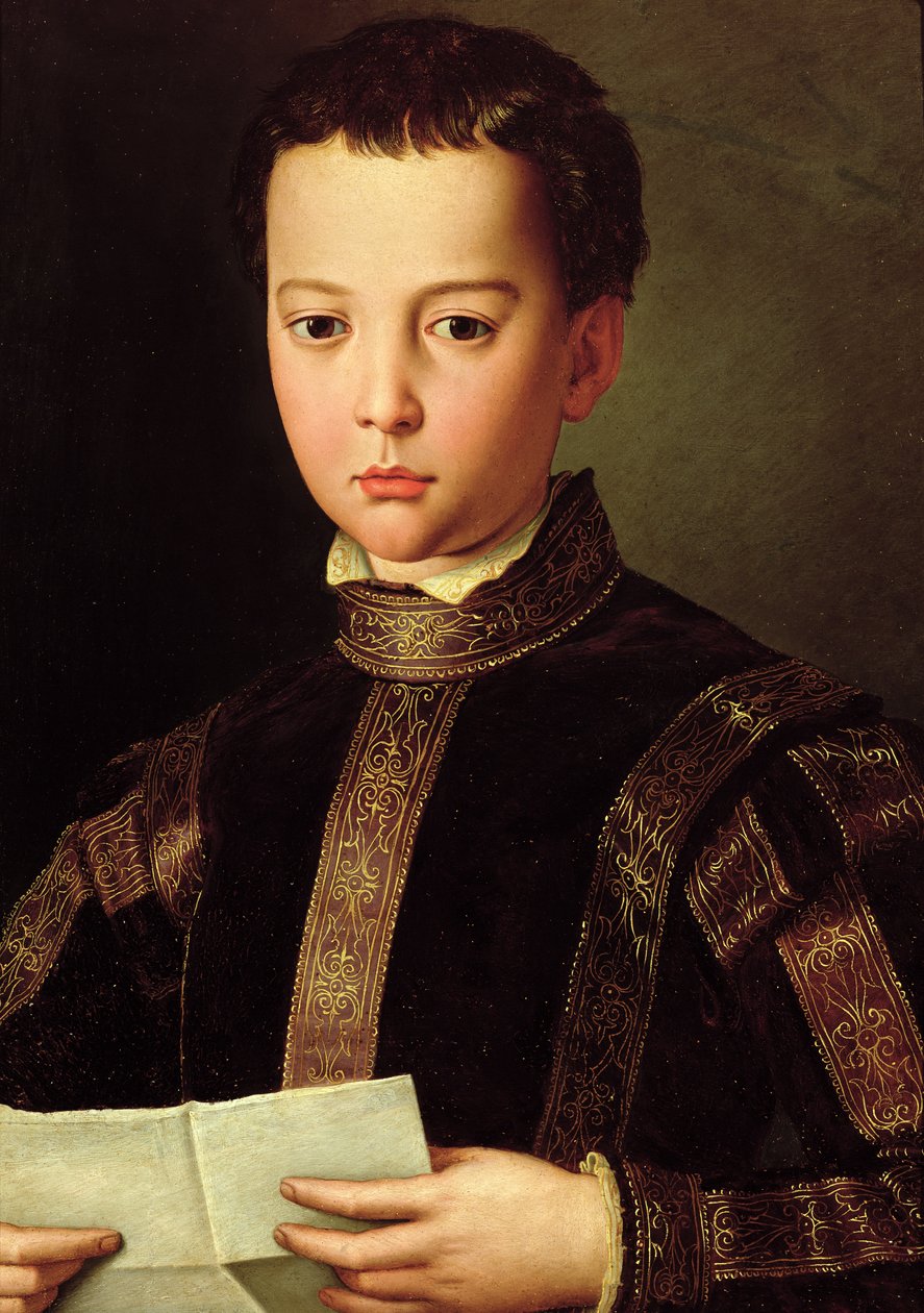 Francesco I de&39;Medici（1541-87）作为一个年轻男孩的肖像，1551（面板上的蛋彩画） 作者 Agnolo Bronzino