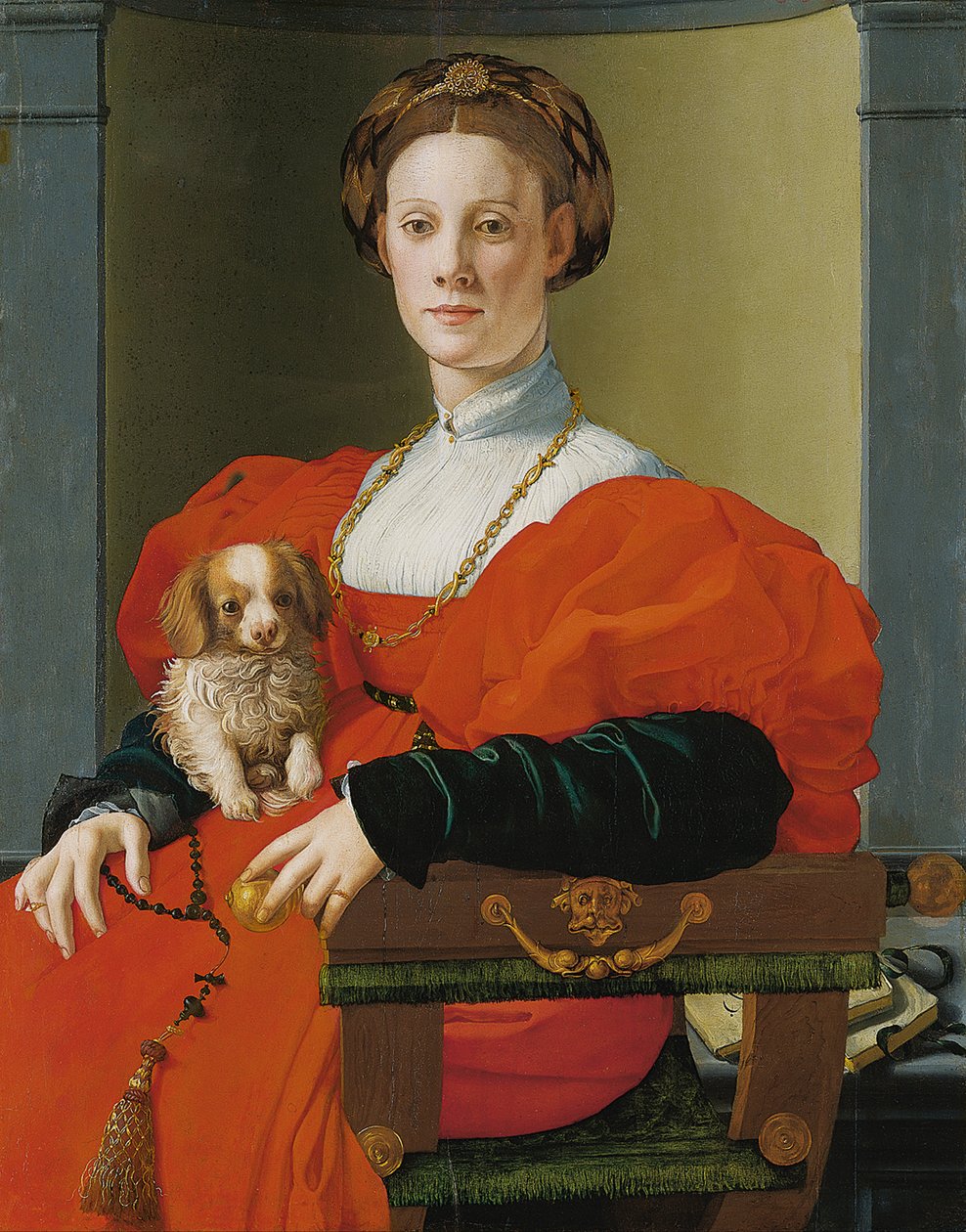 一位夫人的画象有一个Lapdog的 作者 Agnolo Bronzino