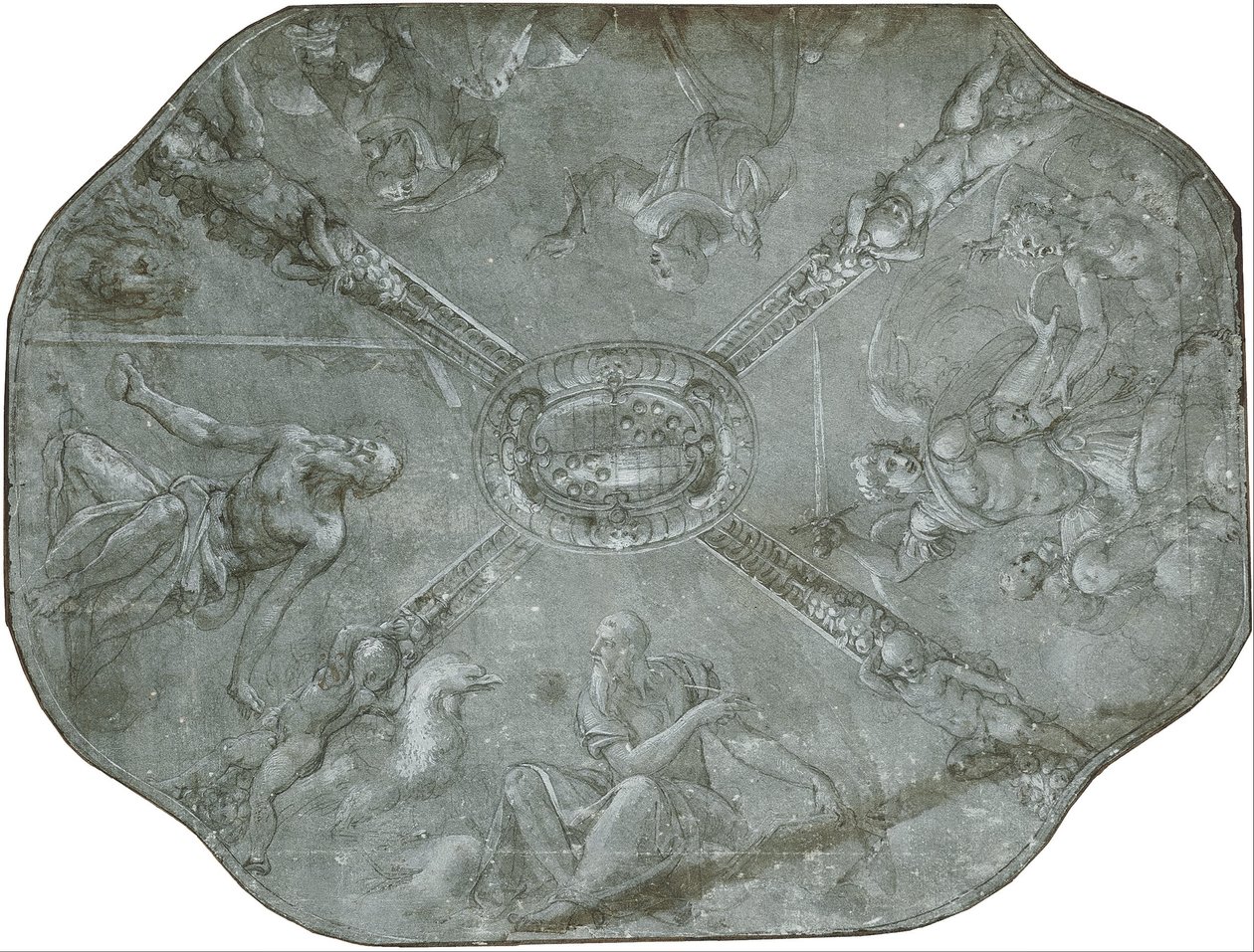 天花板的新鲜的剪影在托莱多，Palazzo Vecchio，佛罗伦萨的Capella dEleonora 作者 Agnolo Bronzino