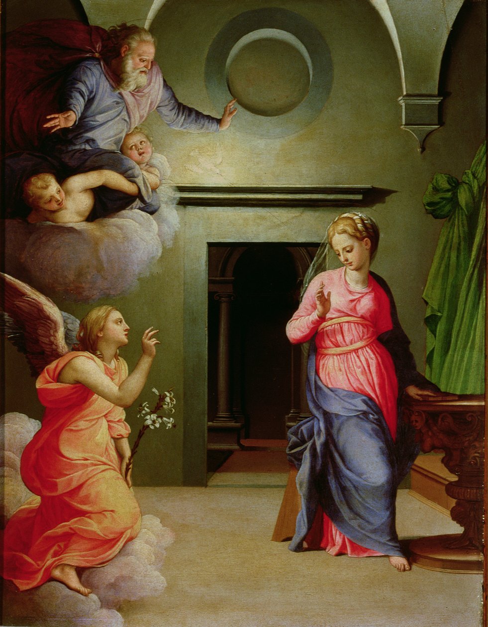 报喜（面板上的蛋彩画） 作者 Agnolo Bronzino