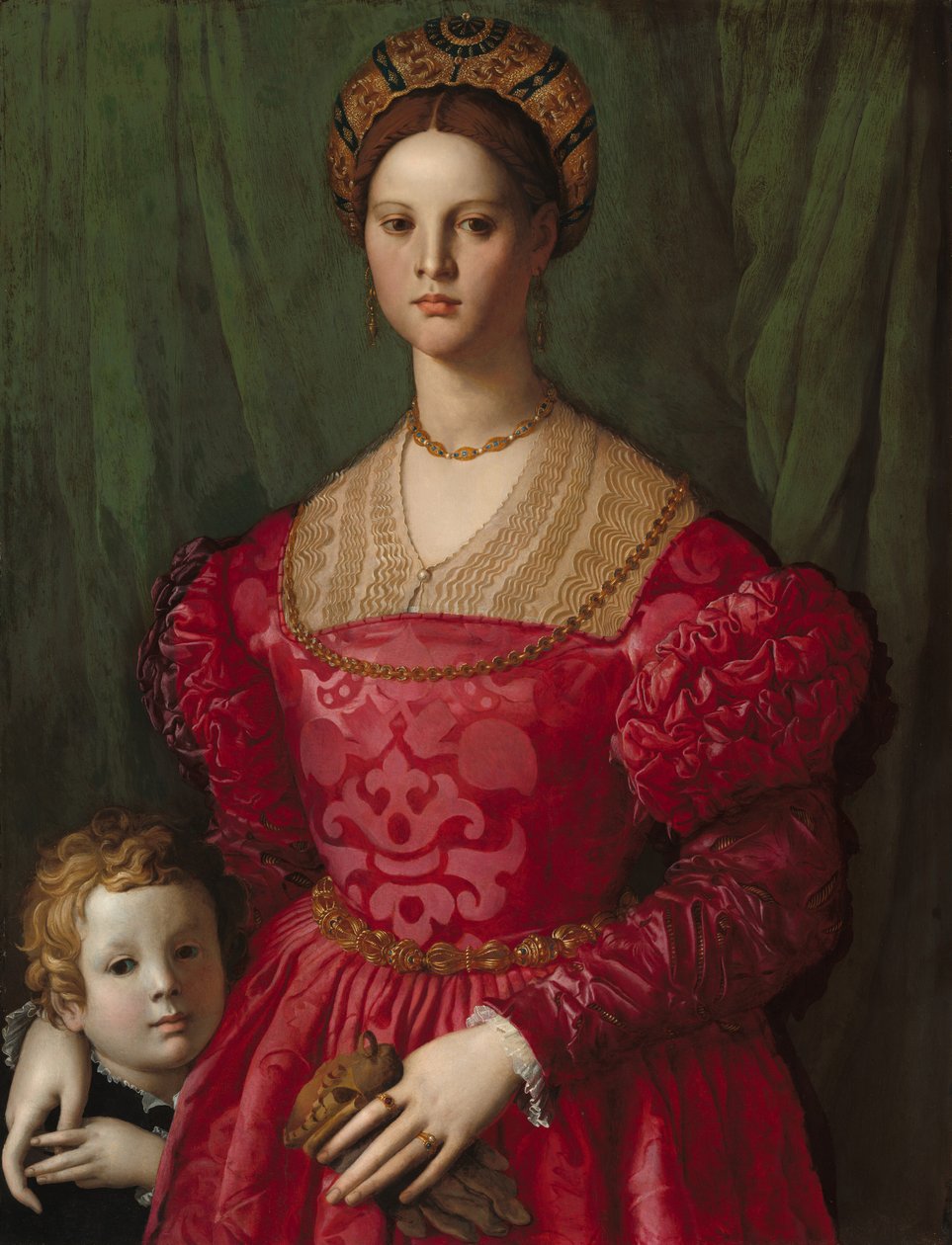 一个年轻女人和她的小男孩 作者 Agnolo Bronzino
