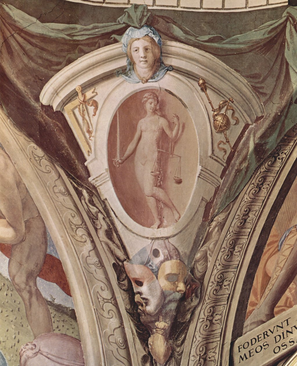 主要美德的寓言。 Eleonora Da Toledo教堂的壁画 作者 Agnolo Bronzino