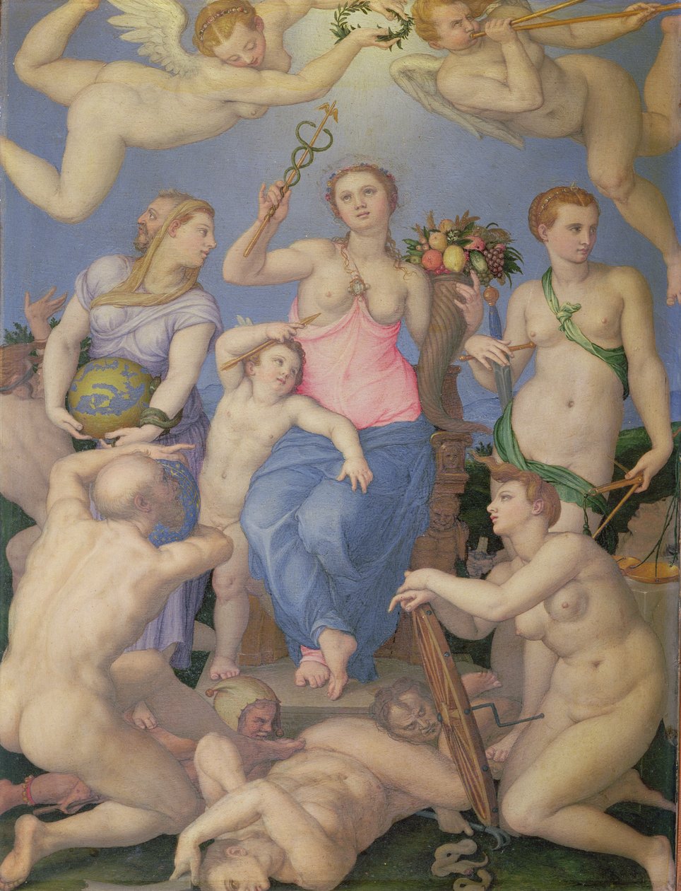 幸福的寓言，第1567号（铜上油） 作者 Agnolo Bronzino