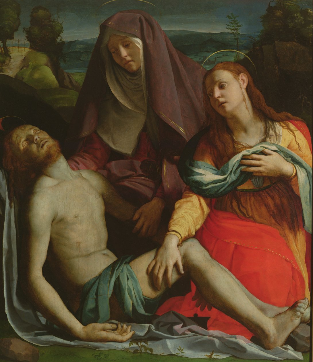 处女与玛丽抹大拉之间的死基督 作者 Agnolo Bronzino