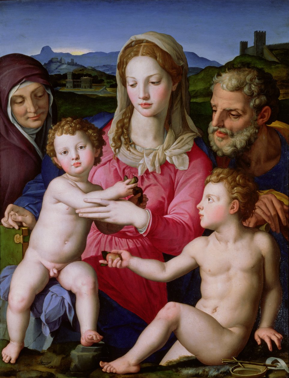 神圣家族与圣安妮和婴儿圣约翰浸信会，1550年 作者 Agnolo Bronzino