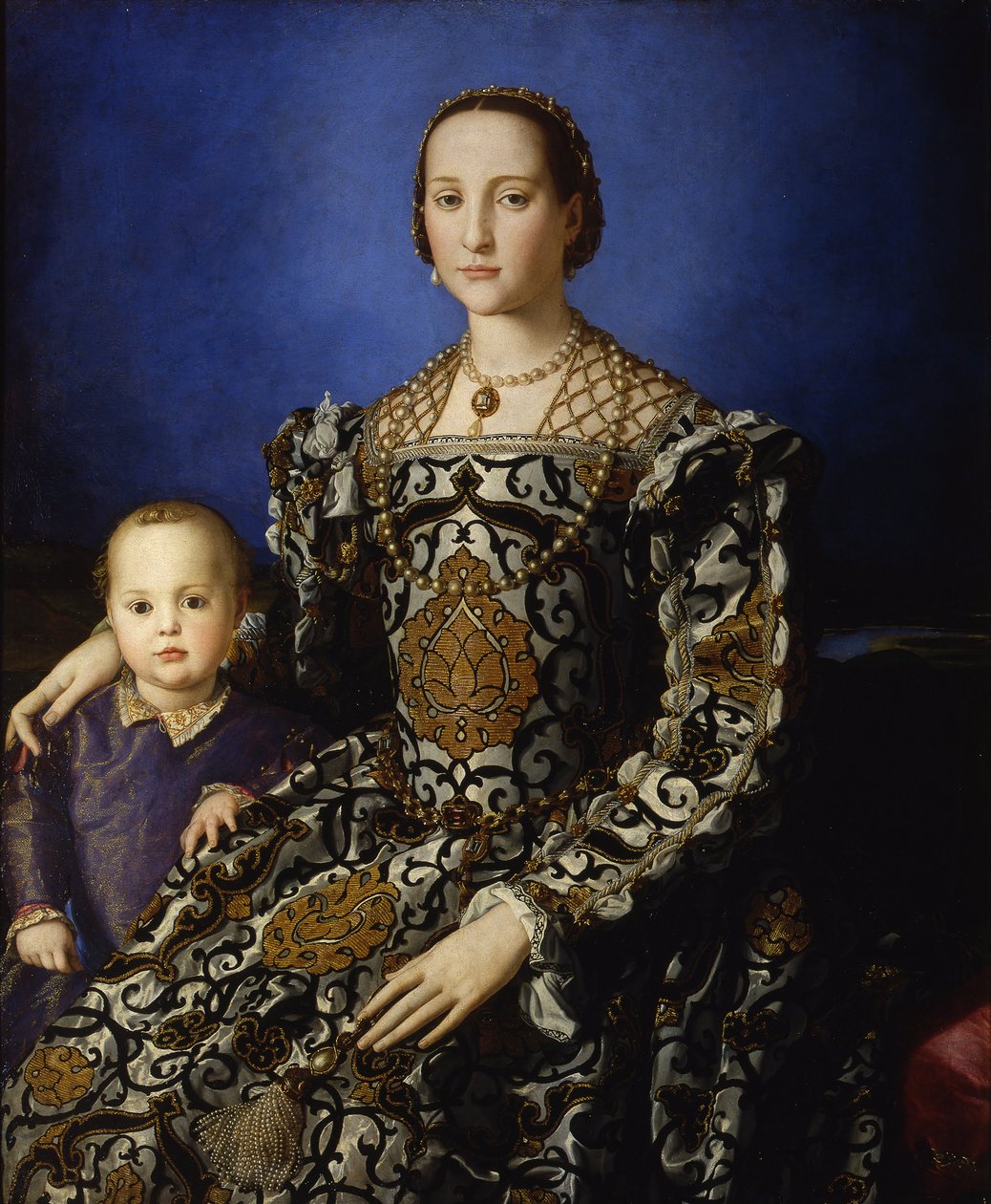 托莱多的埃莉诺与她的儿子乔瓦尼的肖像，约1545年 作者 Agnolo Bronzino