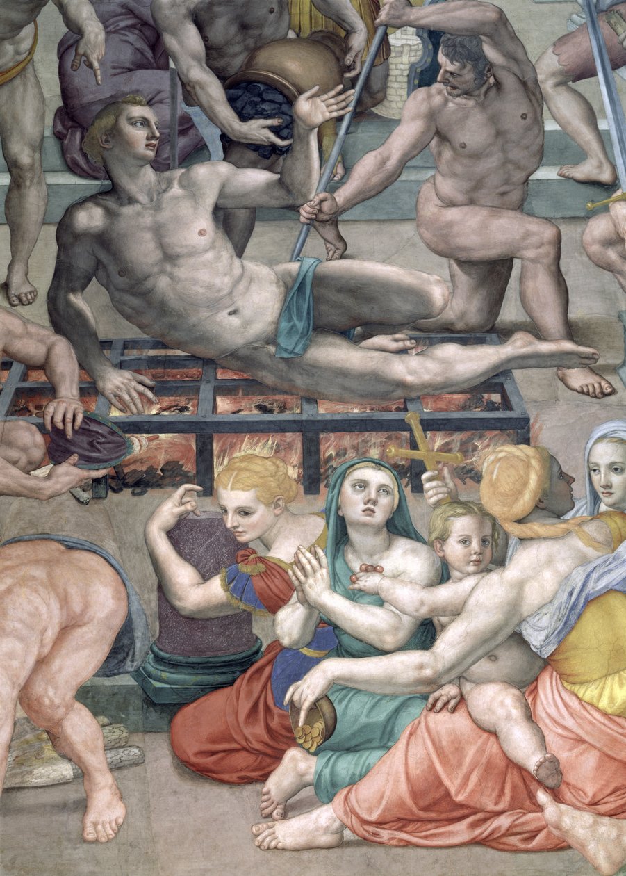 圣劳伦斯殉难，圣劳伦斯细节在烤架壁画的 作者 Agnolo Bronzino