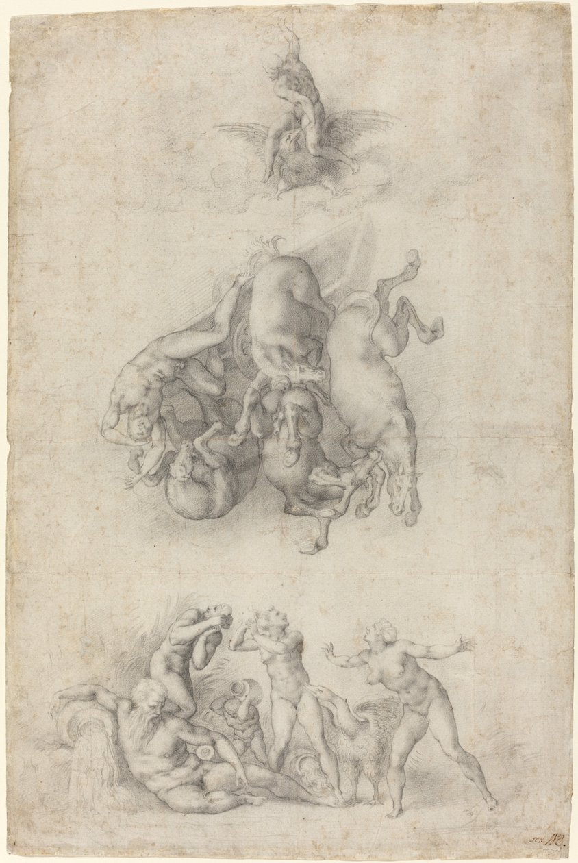 辉腾的堕落 作者 米开朗基罗之后的 Agnolo Bronzino 或 Giulio Clovio