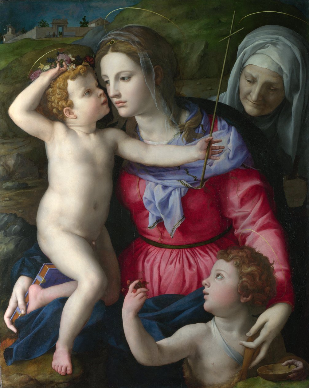 Bronzino, Agnolo (1503-1572) The Madonna and Child with Saint John the Baptist and Saint Elizabeth Oil on wood c.1540 National Gallery, London 101.6x81.3 作者 Agnolo Bronzino
