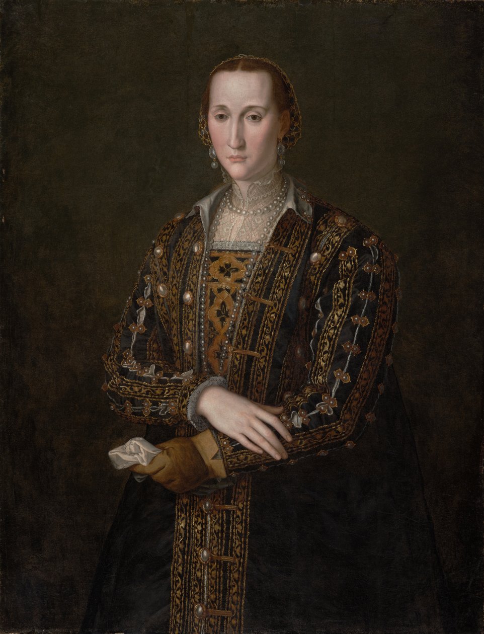 埃莱奥诺拉-迪-托莱多（1522-1562），约1560年（布面油画，从面板上转移）。 作者 Agnolo Bronzino