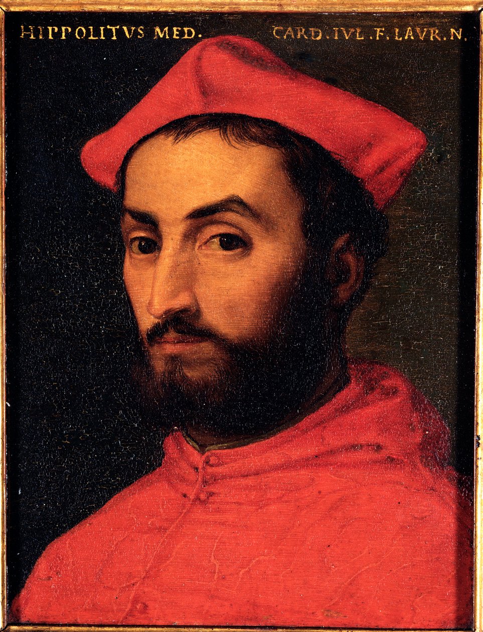 红衣主教 Ippolito de Medici (1511-1535) 的画作 Allori Angelo di Cosimo dit Bronzino (1503-1572) - 16 世纪太阳 15x12 厘米宫美第奇-里卡迪 (Medici Riccardi) 佛罗伦萨 作者 Agnolo Bronzino