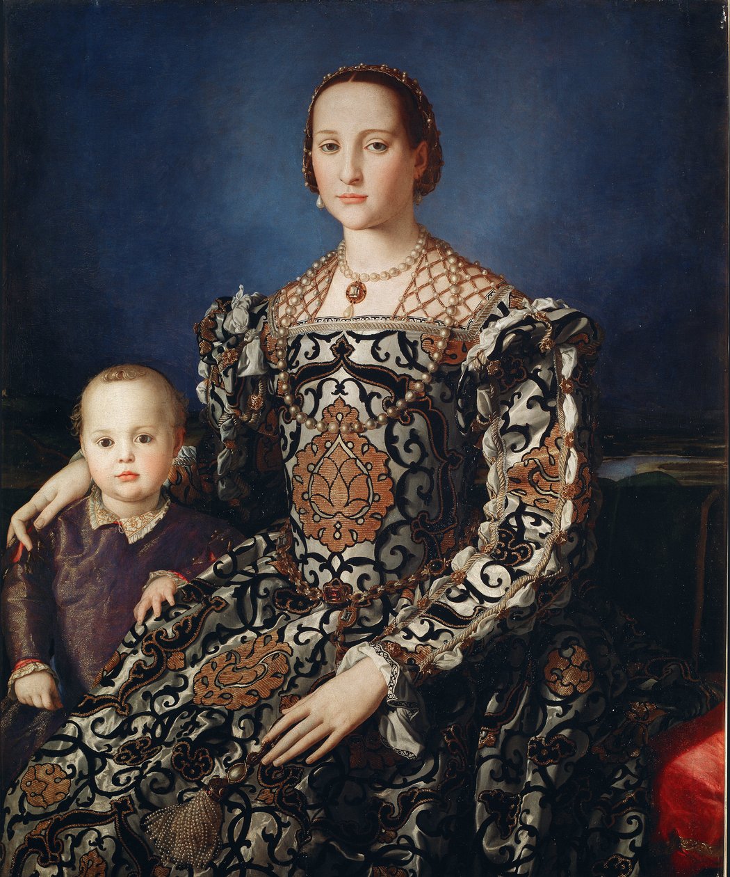 Eleonora da Toledo 与她的儿子 Giovanni 的肖像 - 布面油画 作者 Agnolo Bronzino