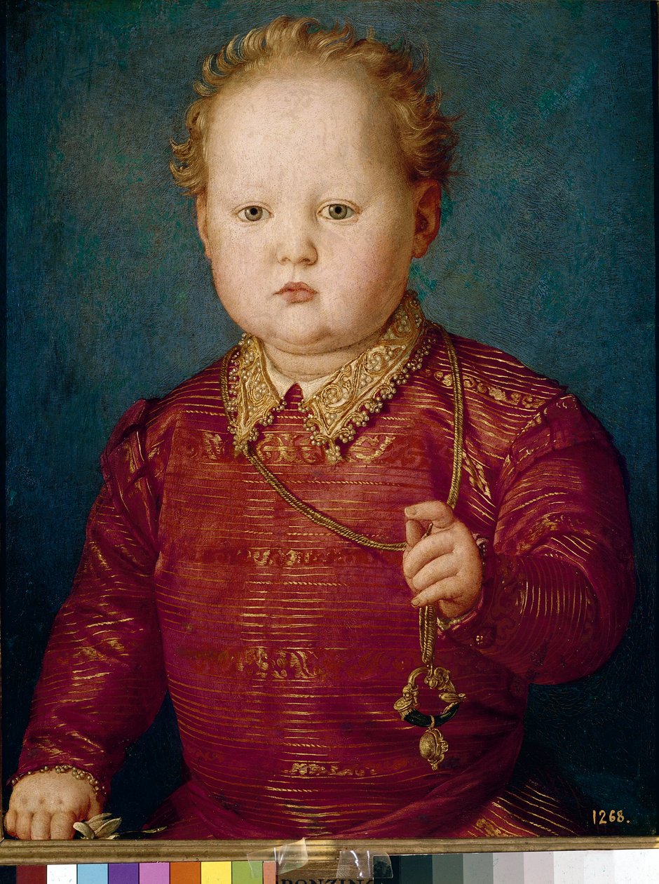 加西亚-德-美第奇的儿童画像（板面油画，约1550年 作者 Agnolo Bronzino