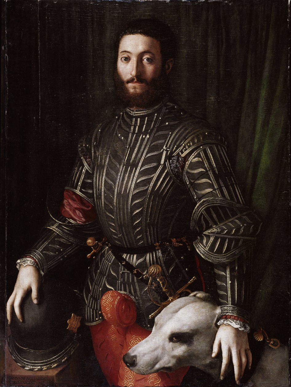 Guidobaldo II Della Rovere (1514-1574) Duke of Urbino (Guidobaldo II della Rovere, Duke of Urbino) Bronzino Agnolo di Cosimo di Mariano (1503-1572) 1531-1532，木版油，114x86 厘米，佛罗伦萨皮蒂宫 作者 Agnolo Bronzino