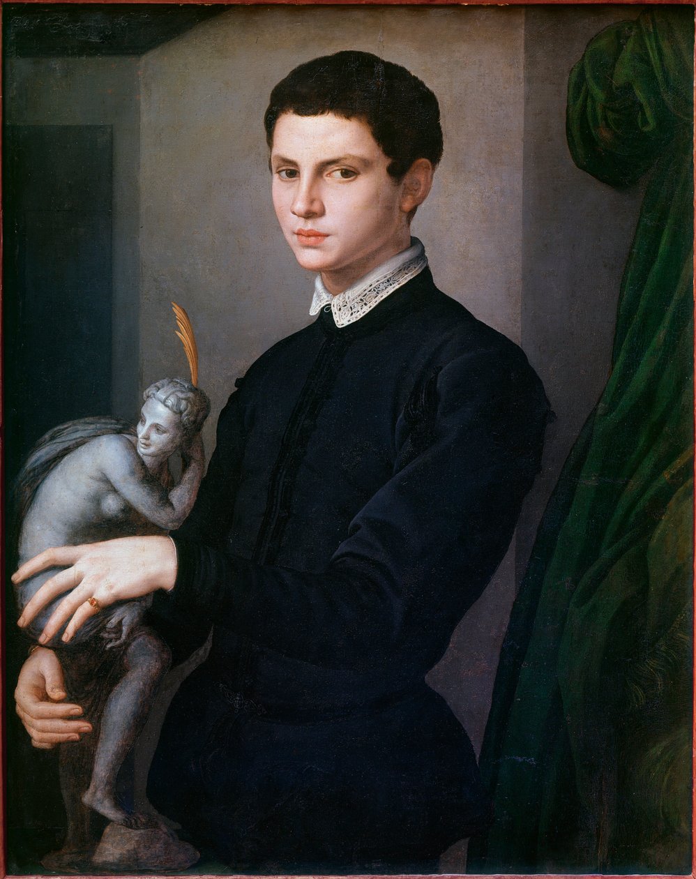 雕塑家的肖像。 Angelo Bronzino (1503-1572) 的绘画 作者 Agnolo Bronzino