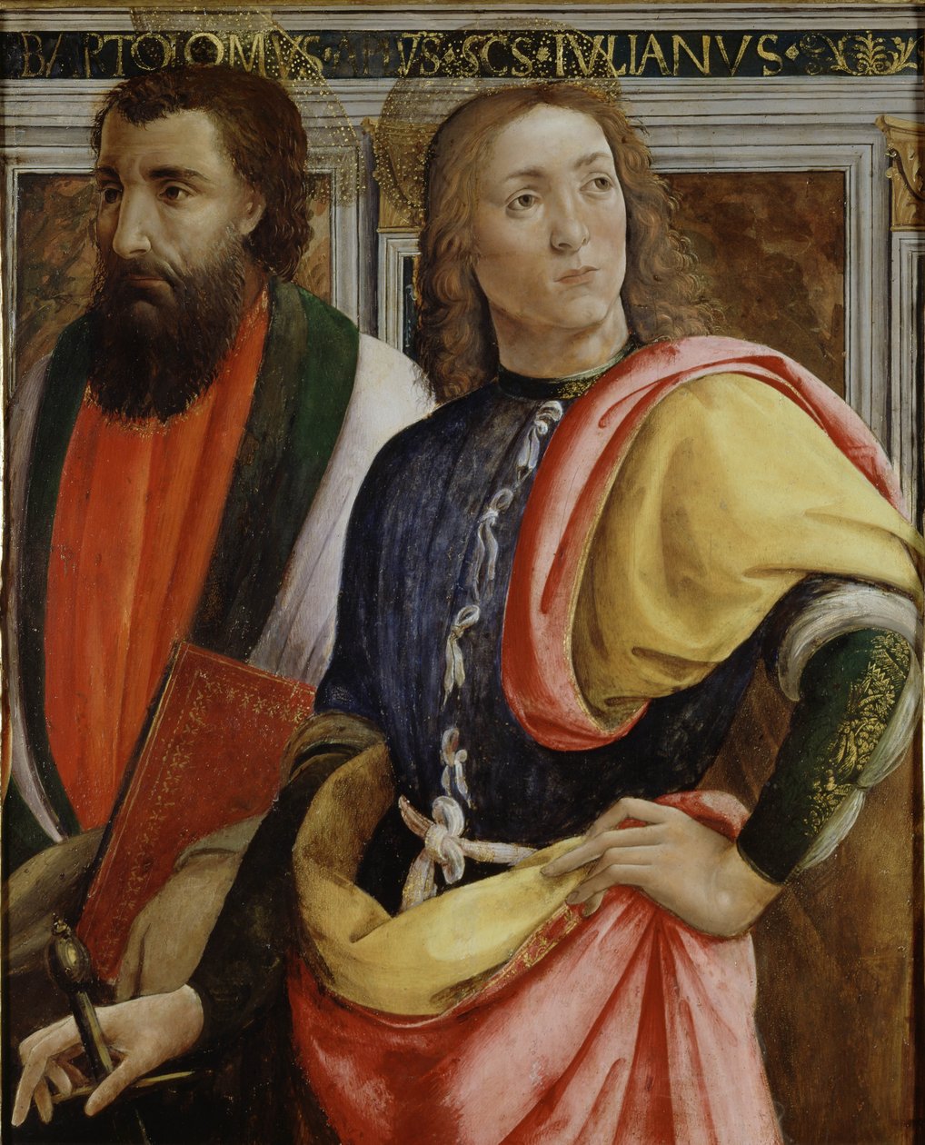Sts Bartholomew和Julian the Hospitaler（面板上的蛋彩画，油画和黄金） 作者 多尼哥