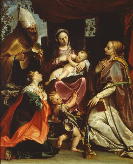 麦当娜与儿童和圣徒 作者 阿戈斯蒂诺·卡拉奇（Agostino Carracci）