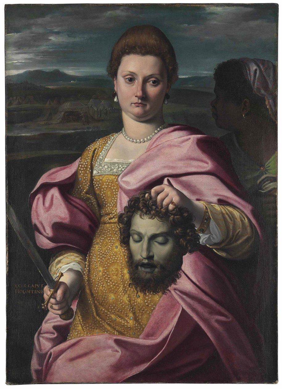 Olimpia Luna和Melchiorre Zoppio的肖像作为Judith和Holofernes 作者 阿戈斯蒂诺·卡拉奇（Agostino Carracci）