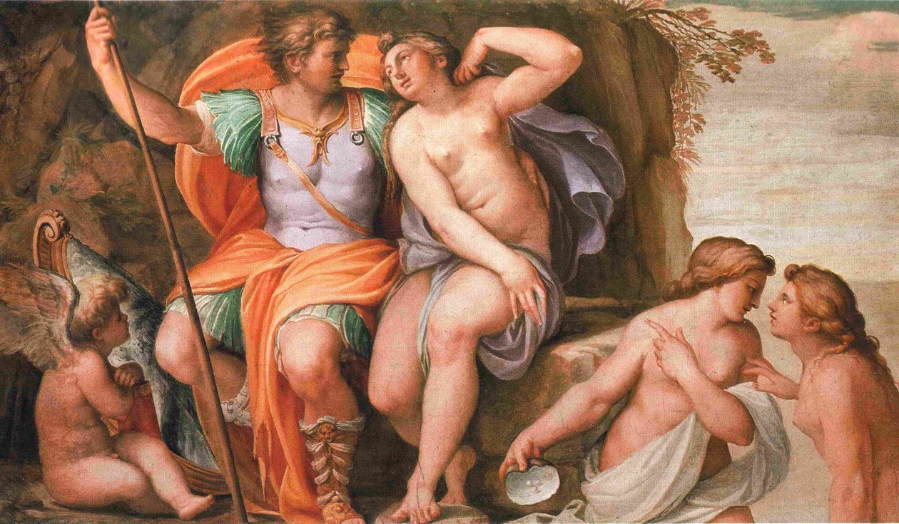 金星和火星，新鲜的Agostino Carracci在Palazzo del Giardino（帕尔马） 作者 阿戈斯蒂诺·卡拉奇（Agostino Carracci）