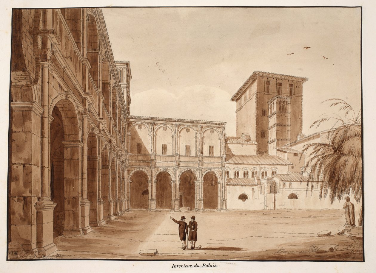 威尼斯宫（Palazzo di Venezia）内，1833年（蚀刻棕色水洗） 作者 阿戈斯蒂诺·托法内利