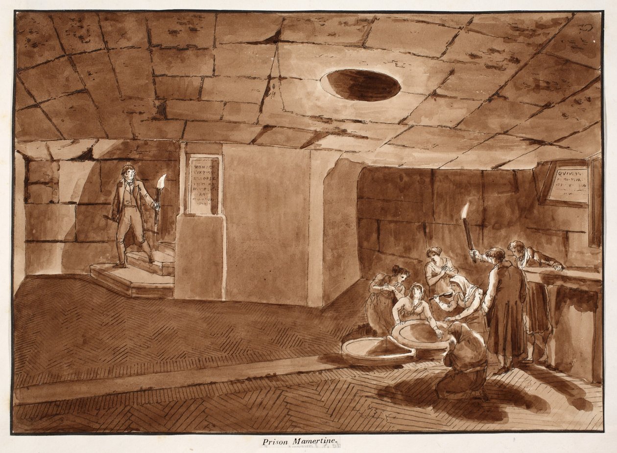 Mamertine监狱，1833年（用棕色水洗蚀刻） 作者 阿戈斯蒂诺·托法内利