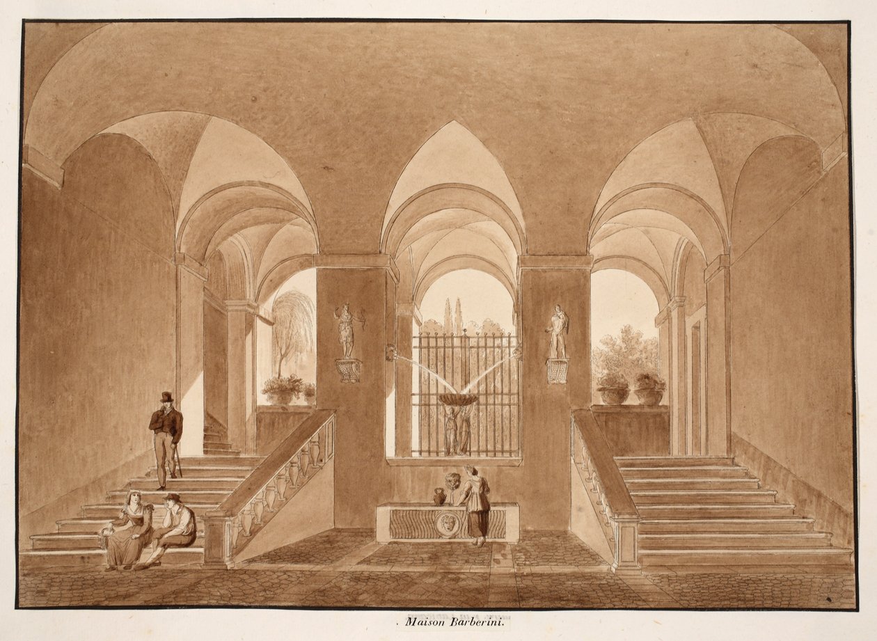 Palazzo Barberini，1833年（用棕色水洗蚀刻） 作者 阿戈斯蒂诺·托法内利