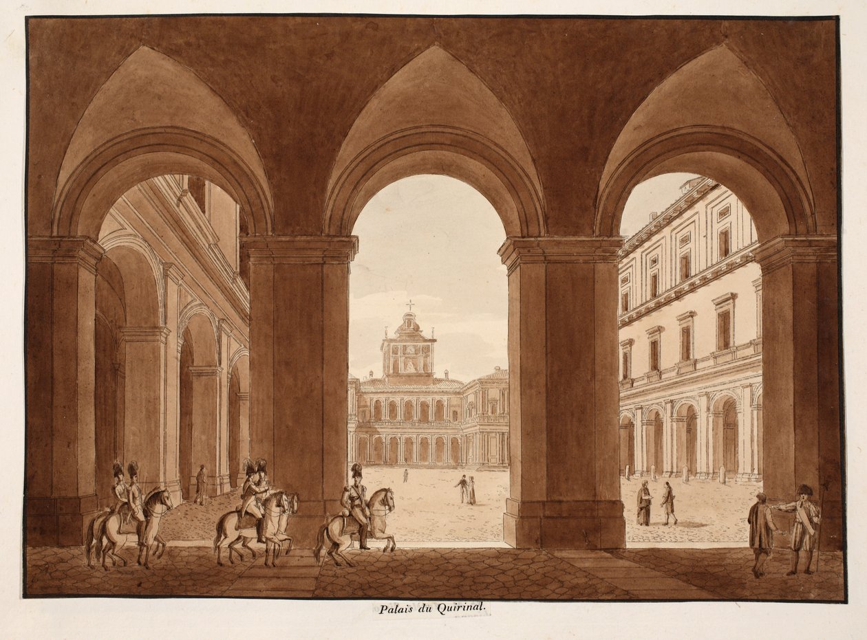 Palazzo del Quirinale，1833年（用棕色水洗蚀刻） 作者 阿戈斯蒂诺·托法内利