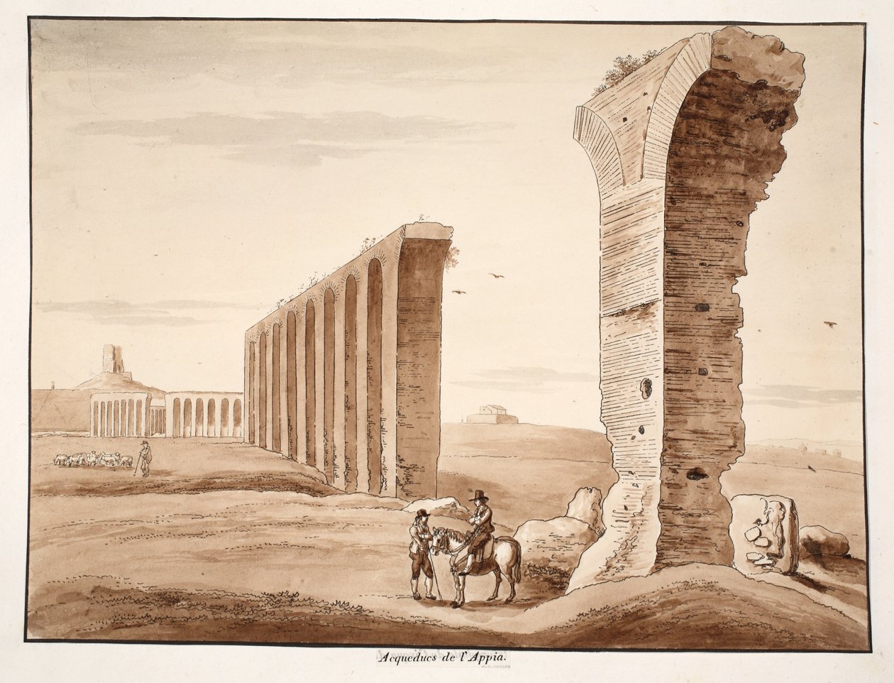 Aqua Appia，1833年（用棕色水洗蚀刻） 作者 阿戈斯蒂诺·托法内利