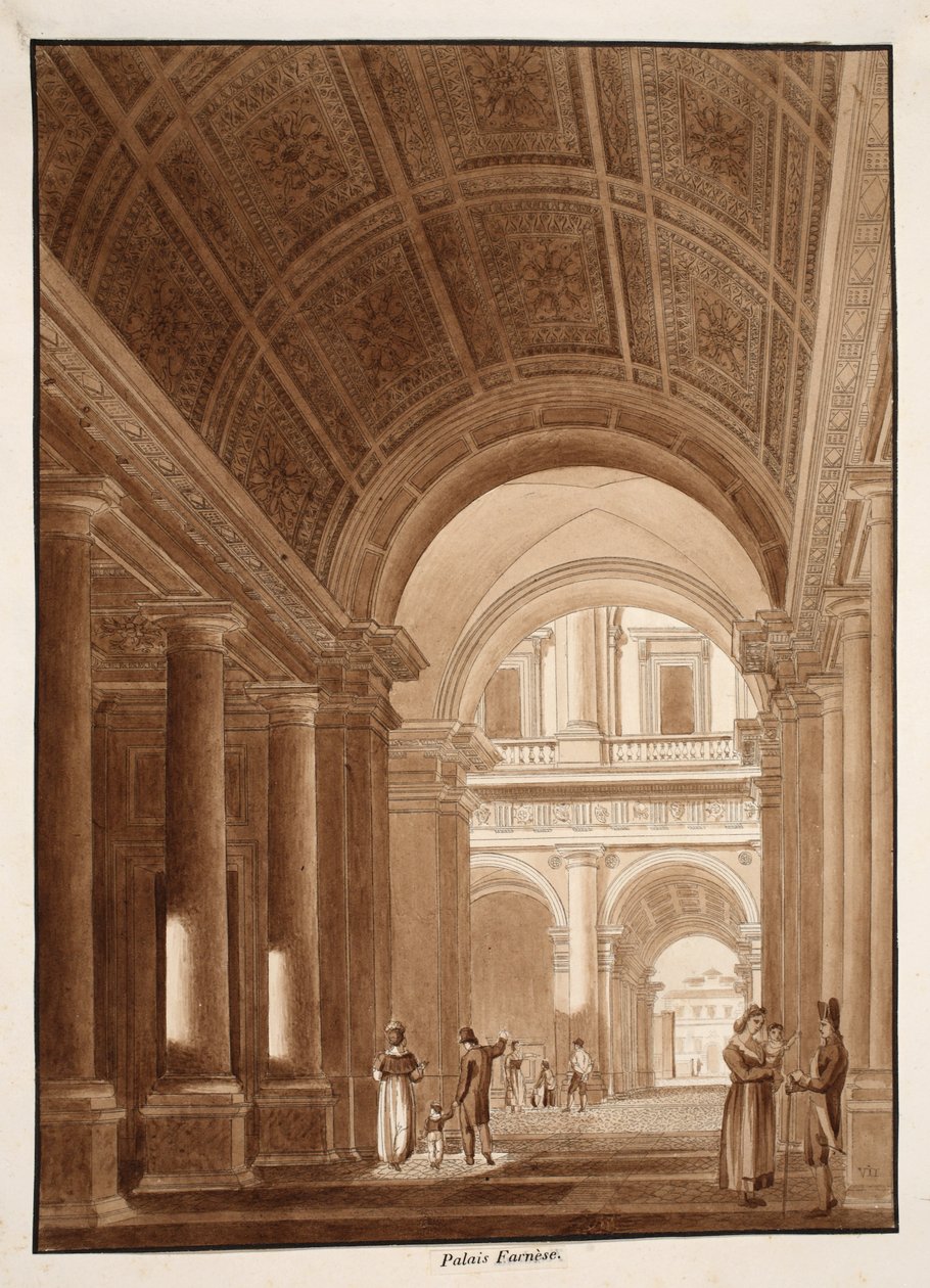 Palazzo Farnese，1833年（用棕色水洗蚀刻） 作者 阿戈斯蒂诺·托法内利