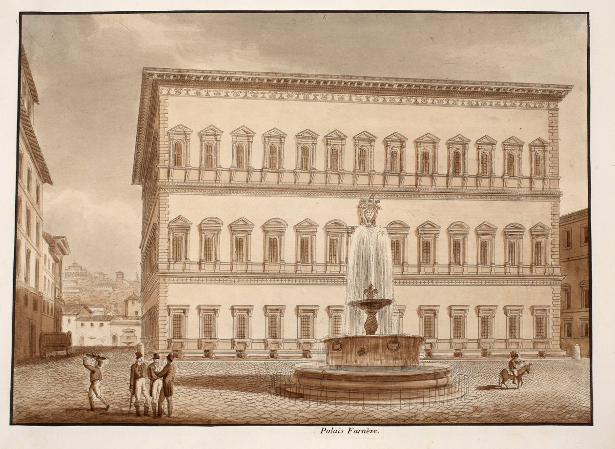 Palazzo Farnese，1833年（用棕色水洗蚀刻） 作者 阿戈斯蒂诺·托法内利