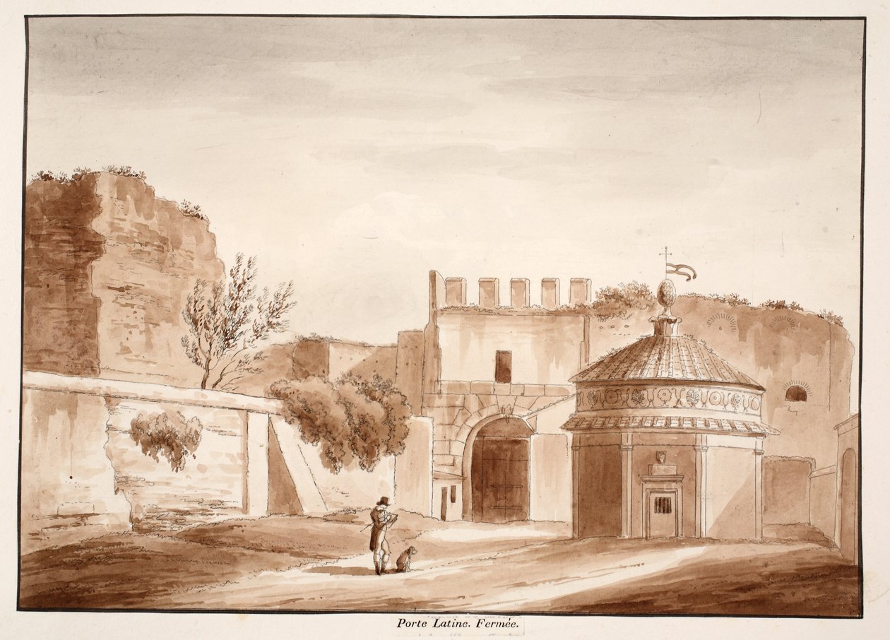 Porta Latina，关闭，1833年（蚀刻棕色洗） 作者 阿戈斯蒂诺·托法内利