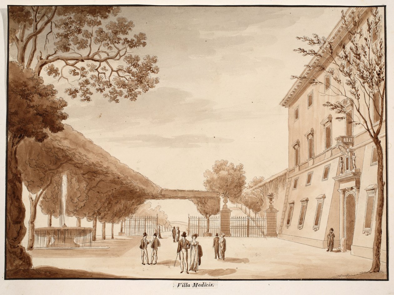 Villa Medici，1833年（用棕色水洗蚀刻） 作者 阿戈斯蒂诺·托法内利