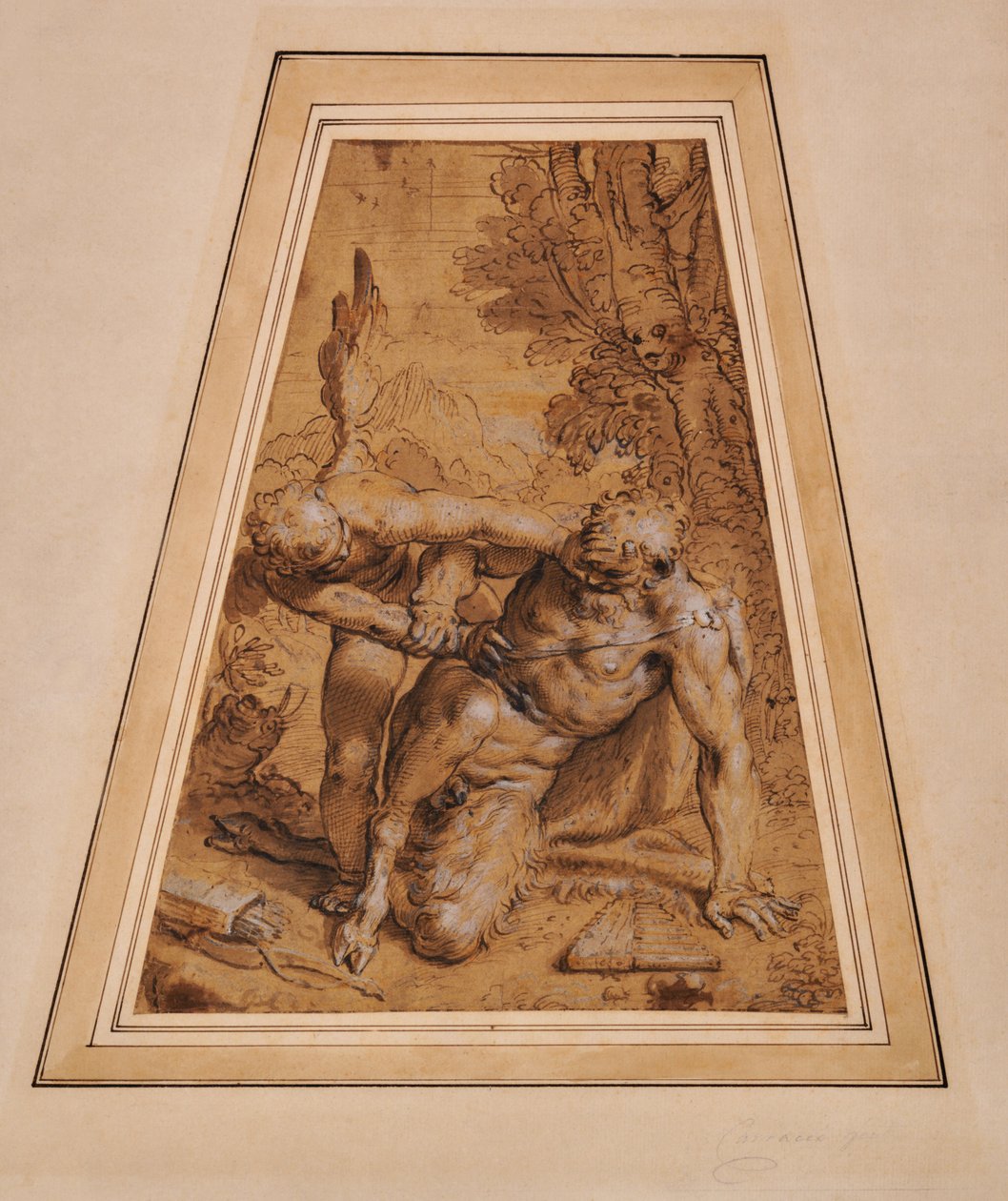 丘比特征服潘神 作者 Agostino (attr. To) Carracci