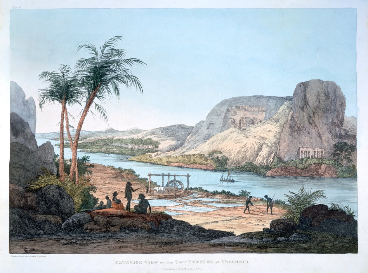 1820年在埃及伊布桑布尔的两个寺庙的外景 作者 阿戈斯蒂诺·阿格里奥