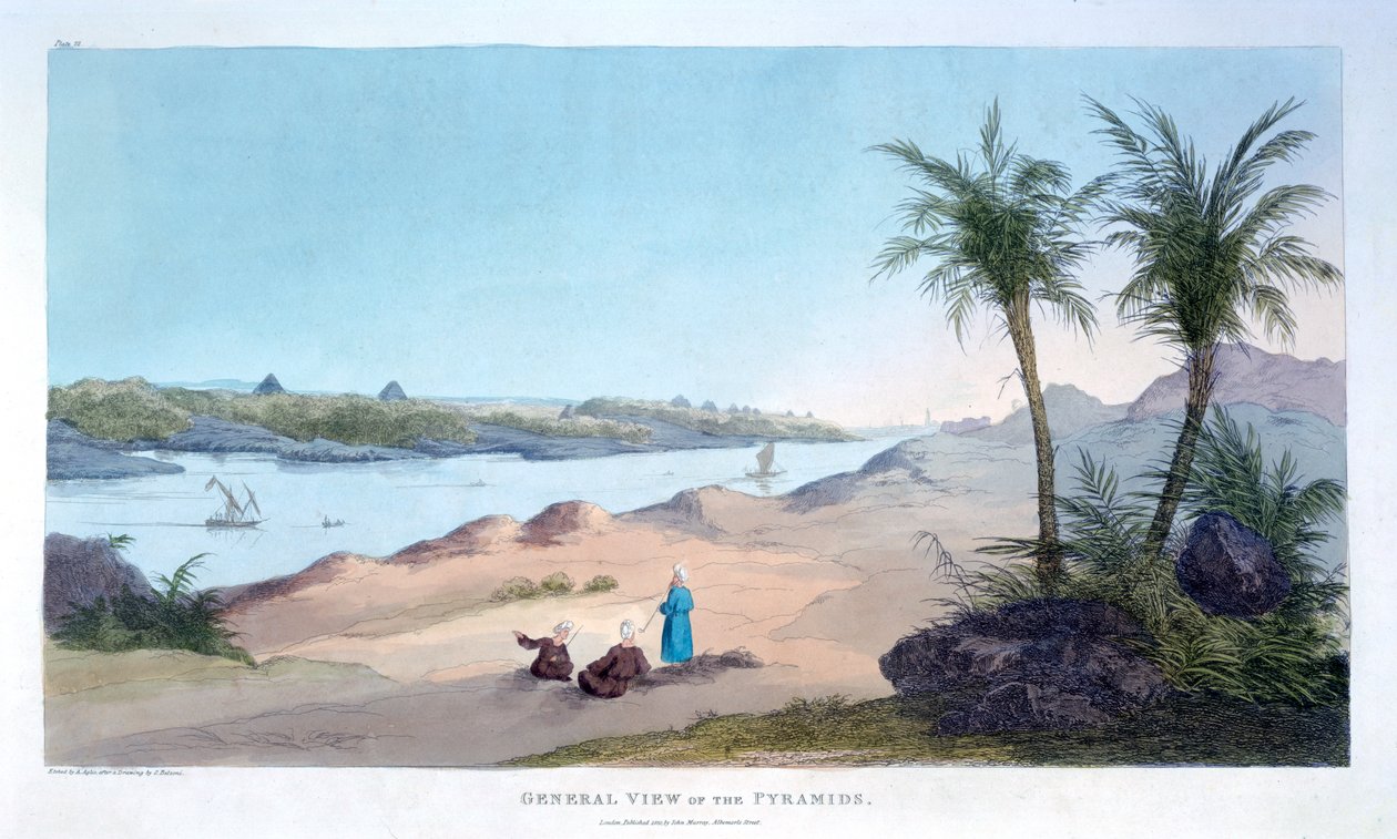 金字塔全景，埃及，1820年 作者 阿戈斯蒂诺·阿格里奥