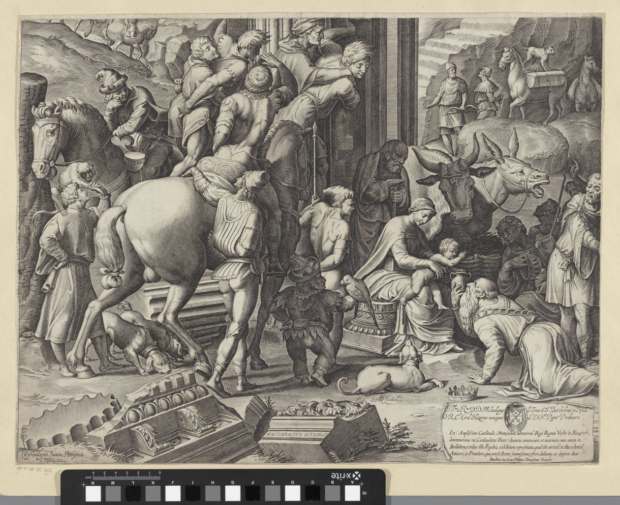 国王崇拜（左下角） 作者 阿戈斯蒂诺·卡拉奇（Agostino Carracci）