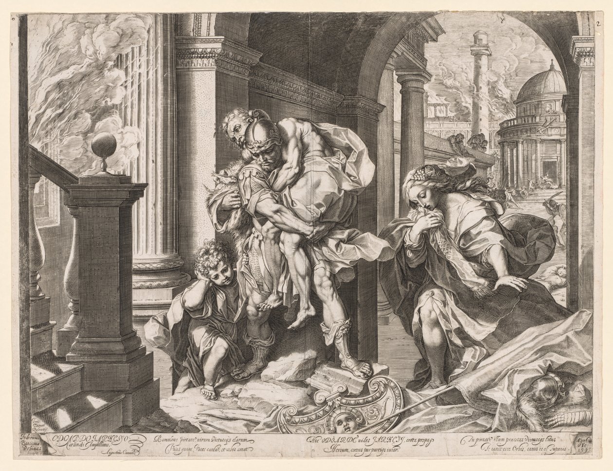 逃离特洛伊的埃涅阿斯和他的家人 作者 阿戈斯蒂诺·卡拉奇（Agostino Carracci）