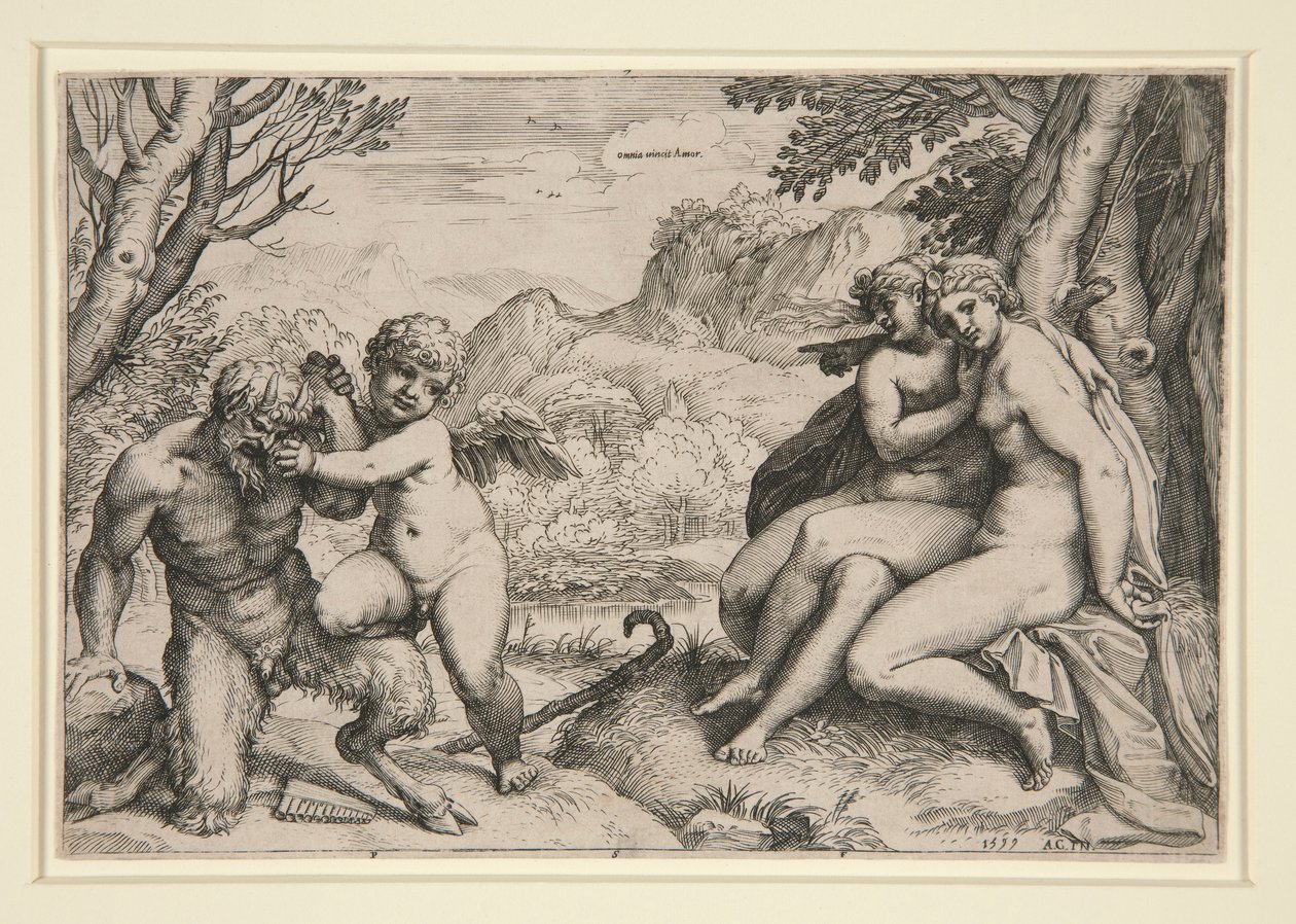 潘被丘比特制服 作者 阿戈斯蒂诺·卡拉奇（Agostino Carracci）