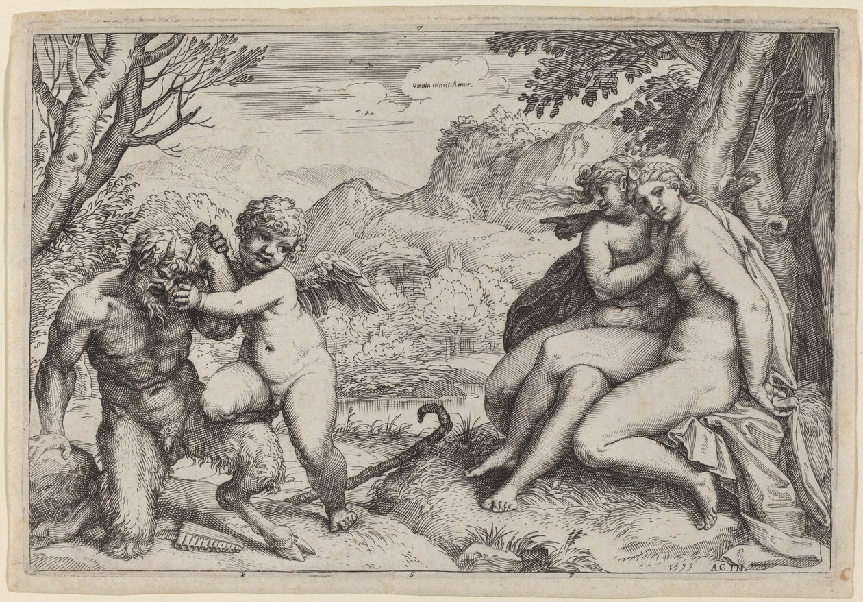 潘驯服爱神 作者 阿戈斯蒂诺·卡拉奇（Agostino Carracci）