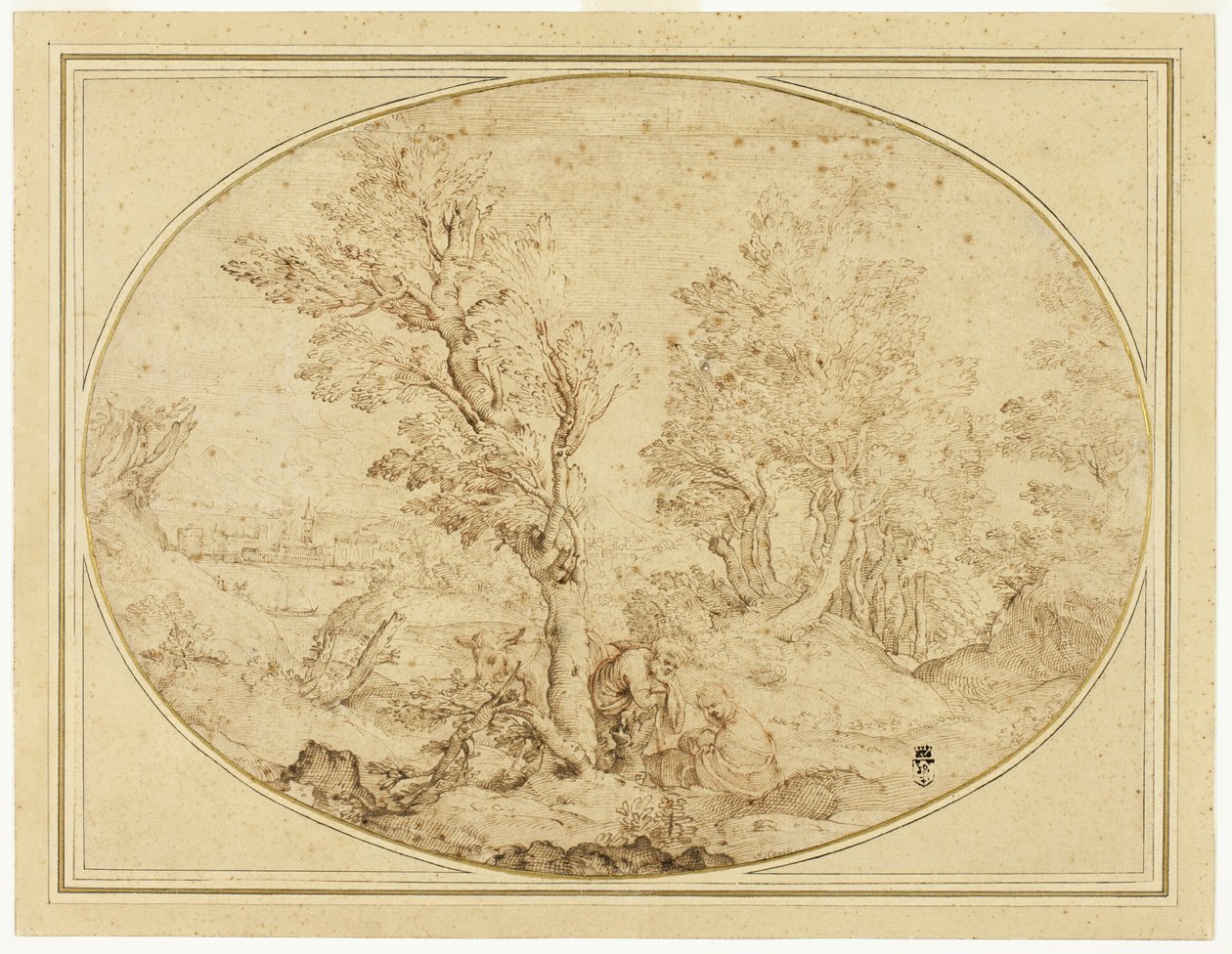 飞往埃及途中的休息 作者 阿戈斯蒂诺·卡拉奇（Agostino Carracci）