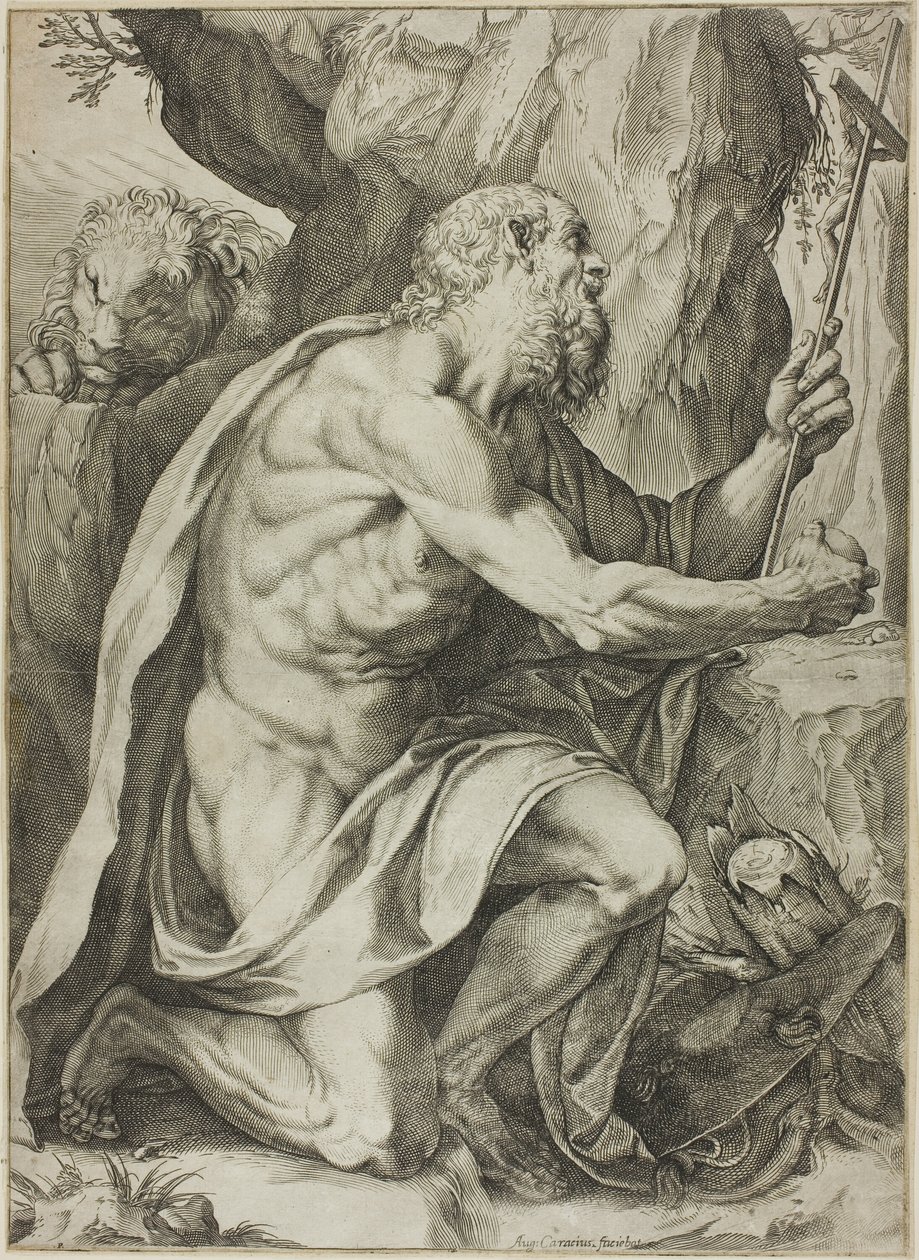 忏悔中的圣杰罗姆 作者 阿戈斯蒂诺·卡拉奇（Agostino Carracci）