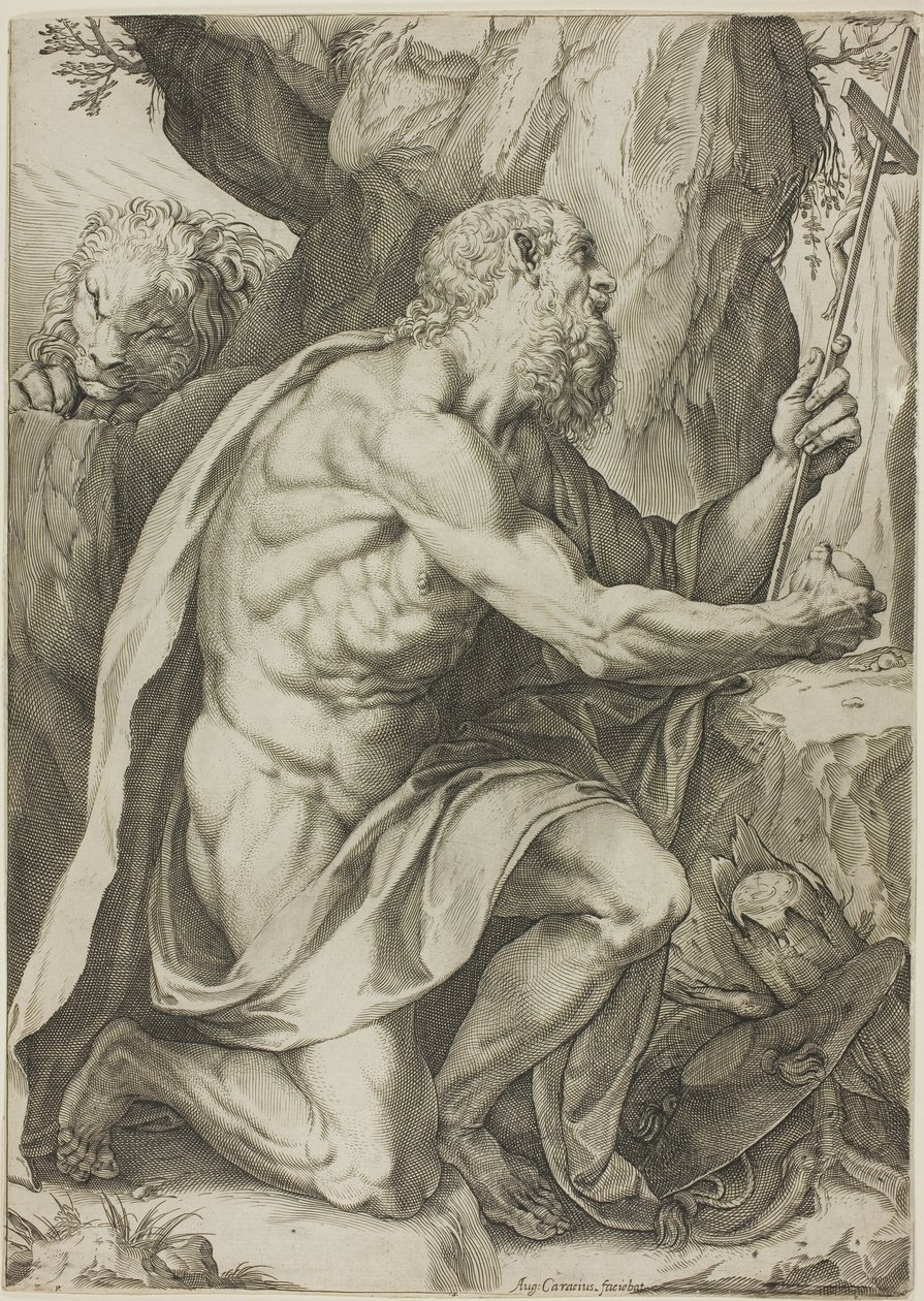 忏悔中的圣杰罗姆 作者 阿戈斯蒂诺·卡拉奇（Agostino Carracci）