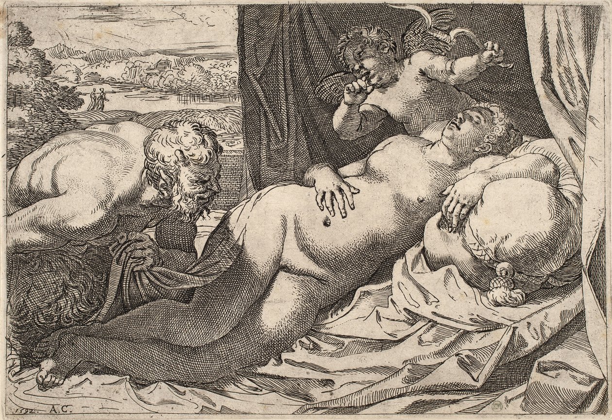 萨特和若虫 作者 阿戈斯蒂诺·卡拉奇（Agostino Carracci）