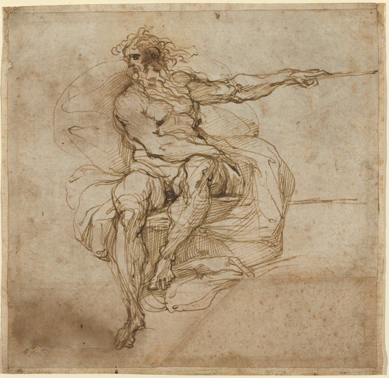 坐着的男性裸体 [直页] 作者 阿戈斯蒂诺·卡拉奇（Agostino Carracci）